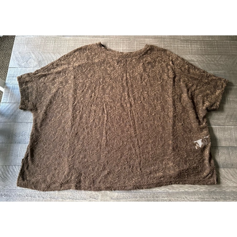 SHEIN Women's Brown Lace‎ Boxy Floral Knit Top Size Large